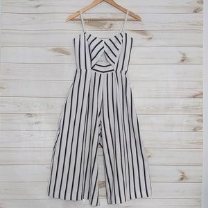 Black and white midi wide leg jumpsuit